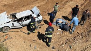 Tarlaya uçan otomobil takla attı: 2 yaralı